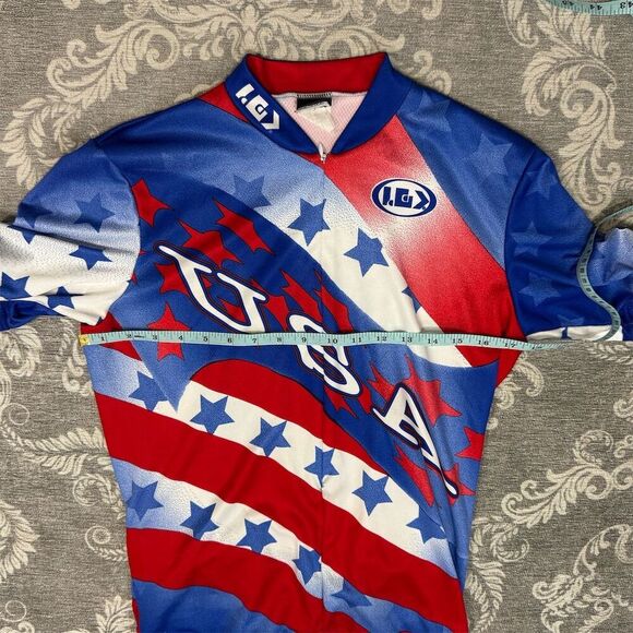 Louis Garneau Men's Vintage Cycling Jersey Stars & Stripes USA Theme - Picture 3 of 7